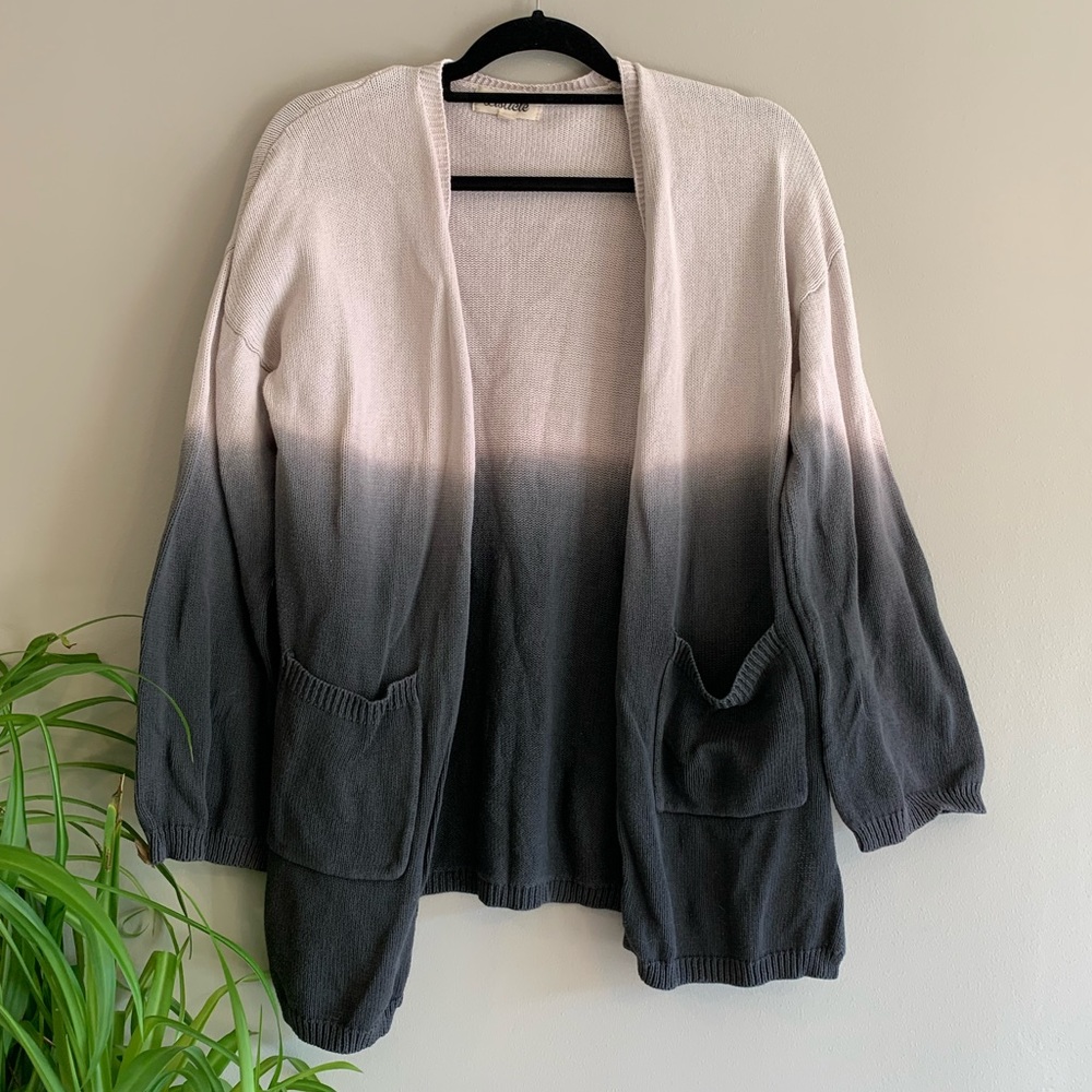 Gradient Dip Dye Cotton Knit Cardigan Medium